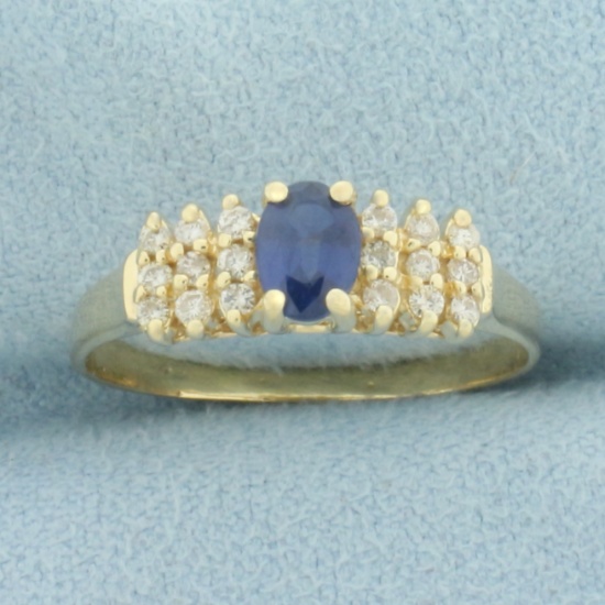 Sapphire And Diamond Ring In 14k Yellow Gold