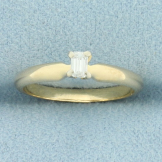 Emerald Shaped Diamond Solitaire Engagement Ring In 14k Yellow Gold