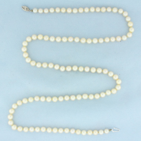Cultured Akoya Pearl Strand Necklace In 10k White Gold