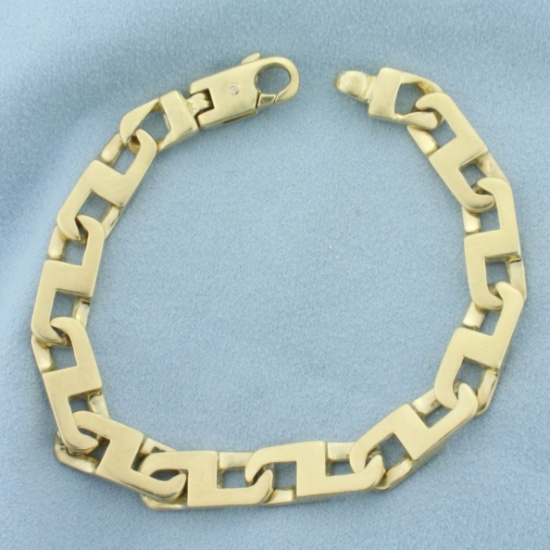 Braccio Designer Mens Mariner Anchor Link Bracelet In 14k Yellow Gold