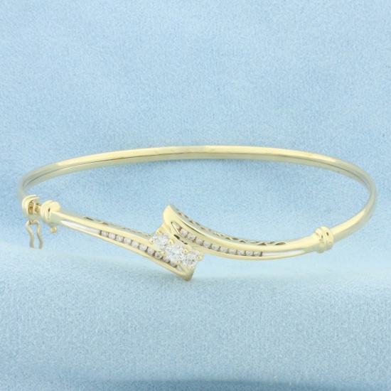 Diamond Bangle Bracelet In 14k Yellow Gold