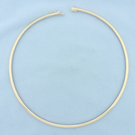 Italian 4mm Omega Necklace In 14k Yellow Gold