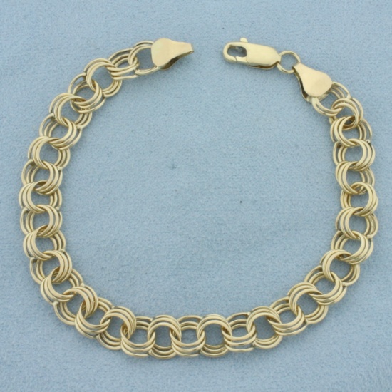 Triple Loop Charm Bracelet In 14k Yellow Gold