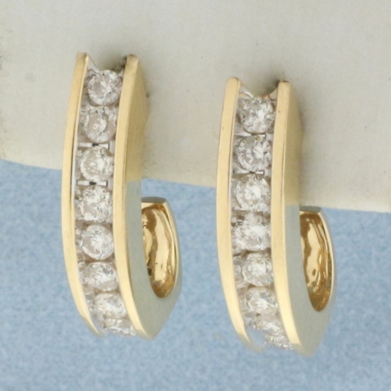 2ct Tw J Hook Hoop Earrings In 14k Yellow Gold