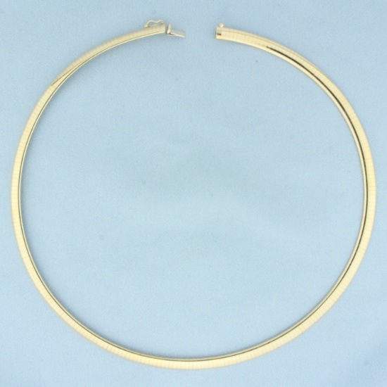 Italian 18 Inch Omega Link Necklace In 14k Yellow Gold