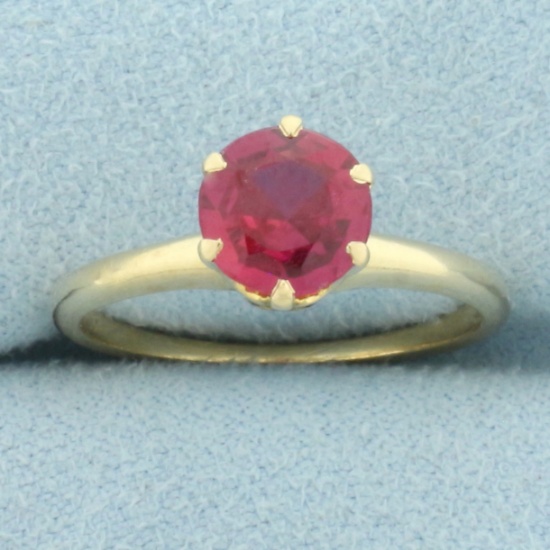 Pink Sapphire Solitaire Ring In 14k Yellow Gold