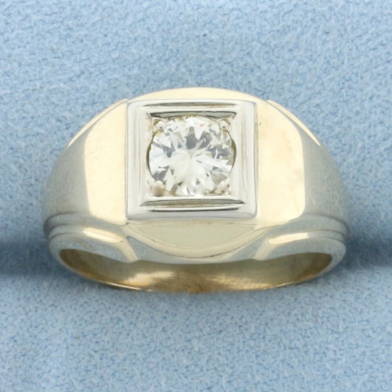 Vintage Old European Cut Diamond Solitaire Ring In 14k Yellow Gold