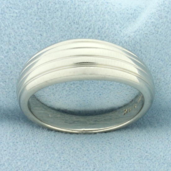 Band Design Tapered Ring In 14k White Gold