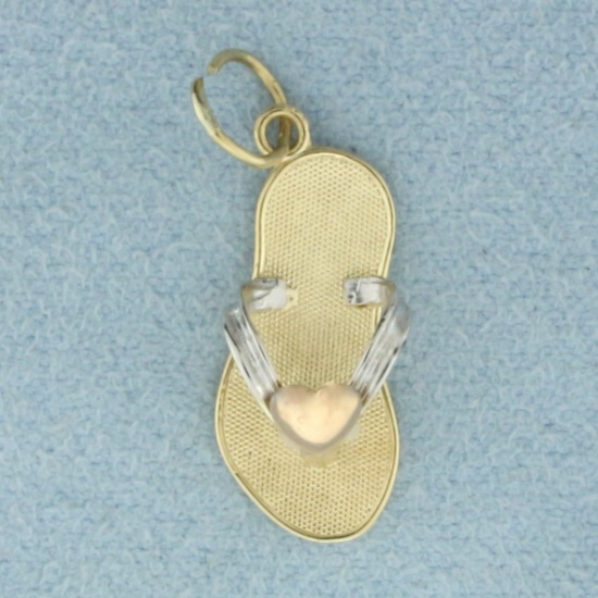 Heart Sandal Charm Or Pendant In 14k Yellow Gold