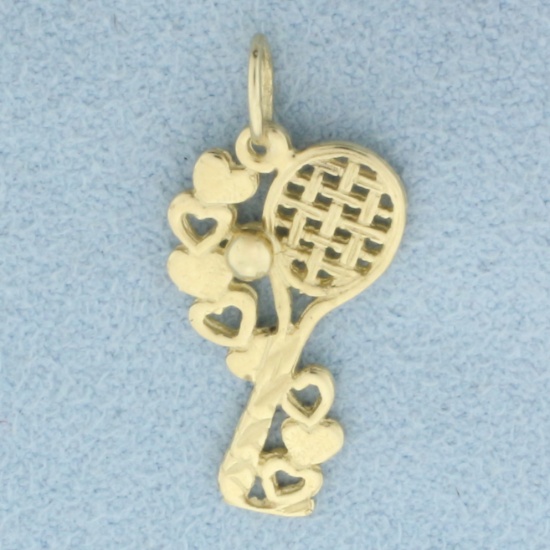 Diamond Cut Racket Pendants In 14k Yellow Gold