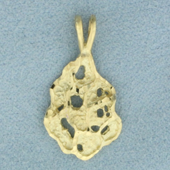 Diamond Cut Nugget Pendant In 14k Yellow Gold