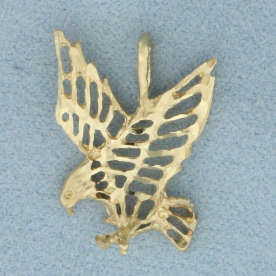 Diamond Cut Eagle Or Hawk Pendant In 14k Yellow Gold