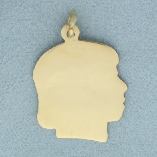 Engravable Girl Silhouette Pendant In 14k Yellow Gold