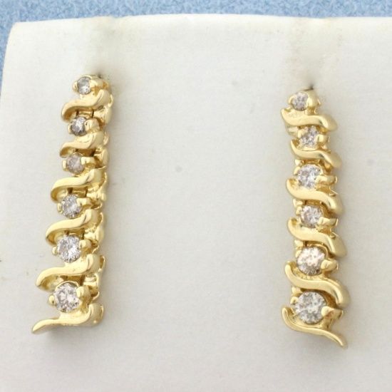 Graduated Diamond Dangle Drop Earrings In 14k Yellow Gold
