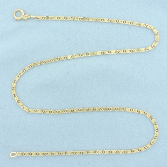 16 Inch Designer Swirl Link Chain Necklace In 14k Yellow Gold