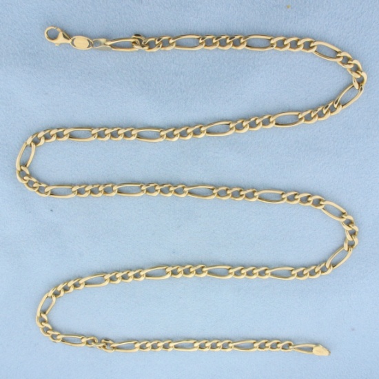 22 Inch Italian Figaro Link Chain Necklace In 14k Yellow Gold