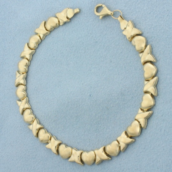 Puffy X's And O's Bracelet In 10k Yellow Gold