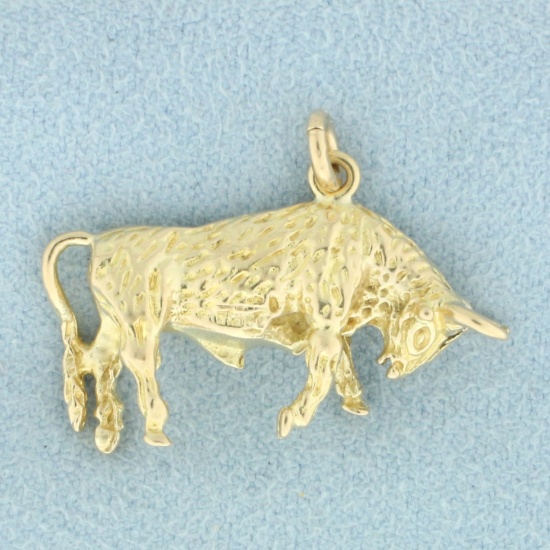 Bull Charm Or Pendant In 10k Yellow Gold