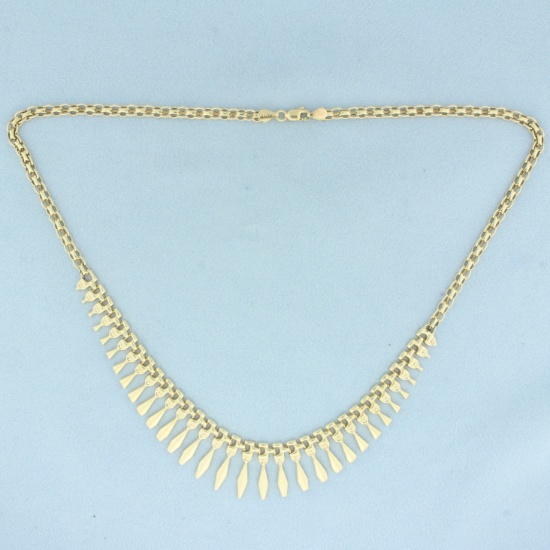 Italian Designer Dangle Necklace In 14k Yellow Gold