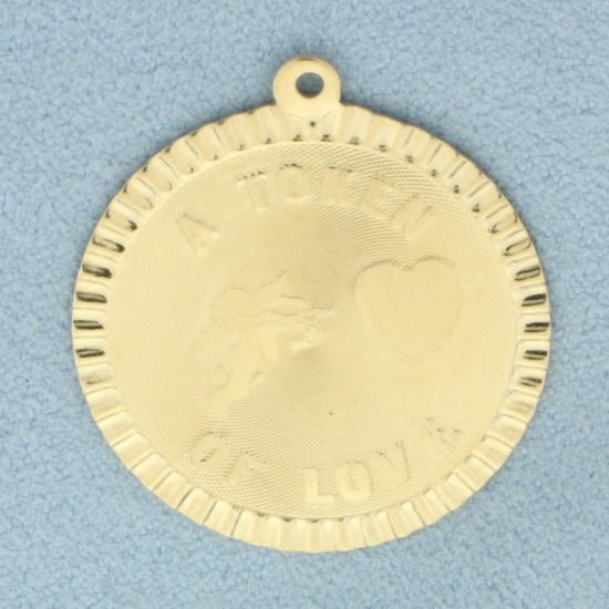 A Token Of Love Engravable Charm Or Pendant In 14k Yellow Gold
