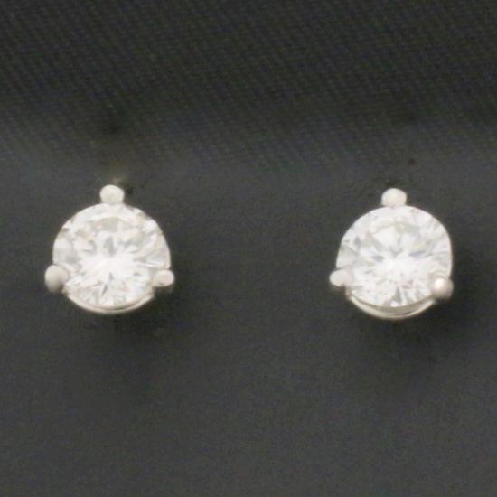 2/3ct Diamond Stud Earrings In Platinum Martini Settings