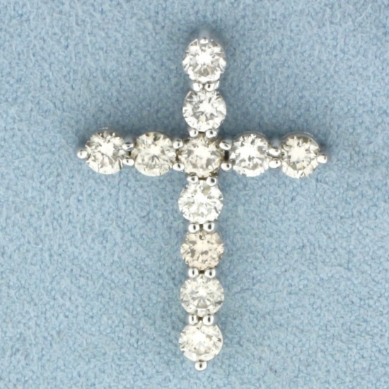 Diamond Cross Pendant In 14k White Gold