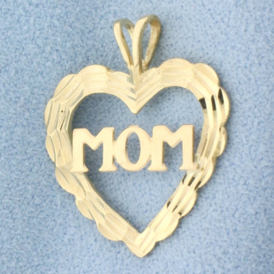 Mom Heart Pendant In 14k Yellow Gold