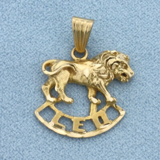 Zodiac Leo Lion Pendant In 14k Yellow Gold
