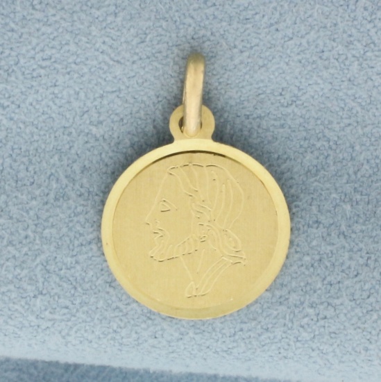 Jesus Head Pendant Or Charm In 14k Yellow Gold