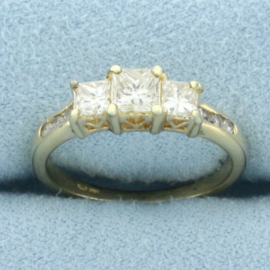 Past Present Future 3 Stone Diamond Wedding Or Anniversary Ring In 14k Yellow Gold
