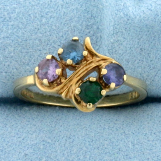 Rainbow Topaz Ring In 10k Yellow Gold