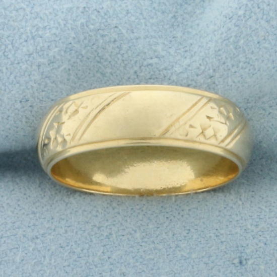 Diagonal Design Wedding Band Ring In 14k Yellow Gold