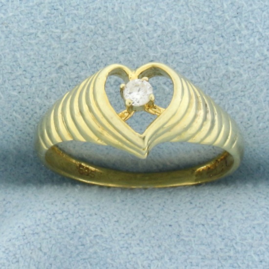 Diamond Heart Ring In 14k Yellow Gold