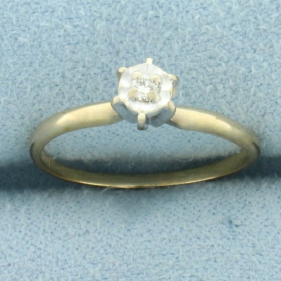 Diamond Solitaire Promise Ring In 14k Yellow Gold