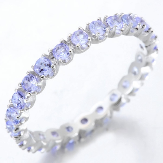 Tanzanite Eternity Stacking Band Ring In Sterling Silver