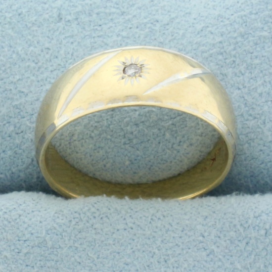 Diamond Star Design Band Ring In 14k Yellow Gold
