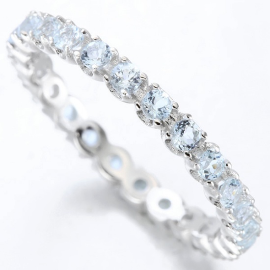 Sky Blue Topaz Eternity Stacking Band Ring In Sterling Silver