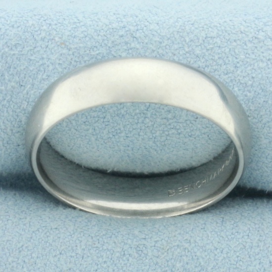 Mens Benchmark Platinum 6mm Comfort Fit Wedding Band Ring In Platinum