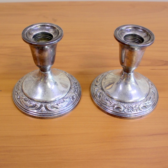 Vintage Towle "old Master" 502 Candle Holders Set Of Two In Sterling Silver