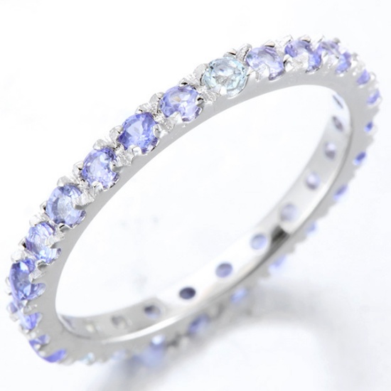 Tanzanite Eternity Stacking Band Ring In Sterling Silver
