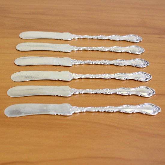 Gorham "strasbourg" Sterling Silver Butter Spreaders Set Of 6
