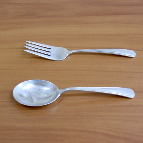 Manchester "silver Stream" Sterling Silver Baby Spoon And Fork Set