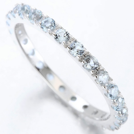 Sky Blue Topaz Eternity Stacking Band Ring In Sterling Silver
