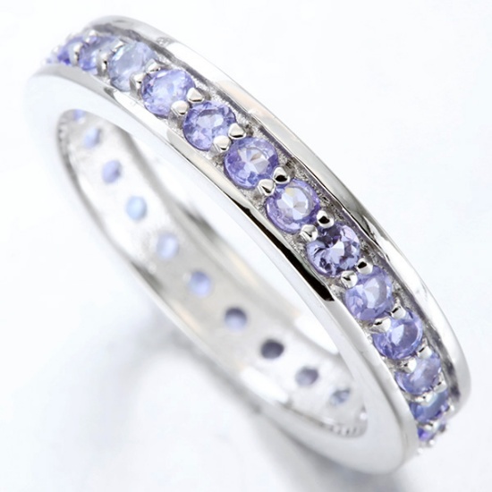Tanzanite Eternity Stacking Band Ring In Sterling Silver