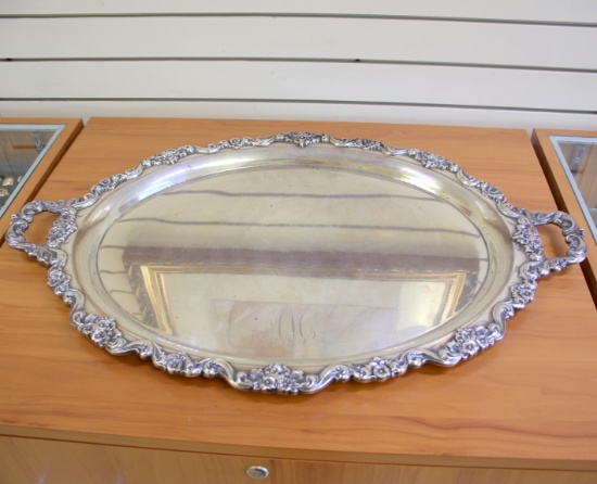 Vintage Poole "990" Solid Sterling Silver Oval Serving Tray