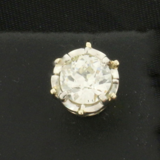 1ct Old European Diamond Single Stud Earring In 14k White Gold