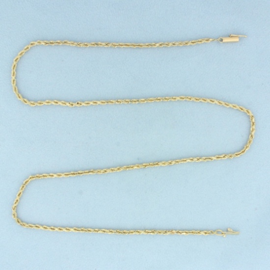 21 Inch Diamond Cut Rope Link Necklace In 14k Yellow Gold