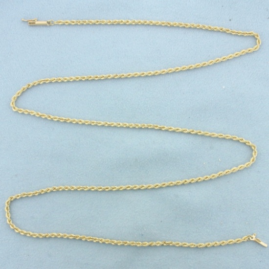 24 Inch Rope Link Chain Necklace In 14k Yellow Gold