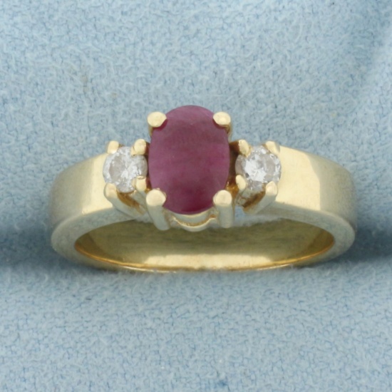 Ruby And Diamond Ring In 14k Yellow Gold