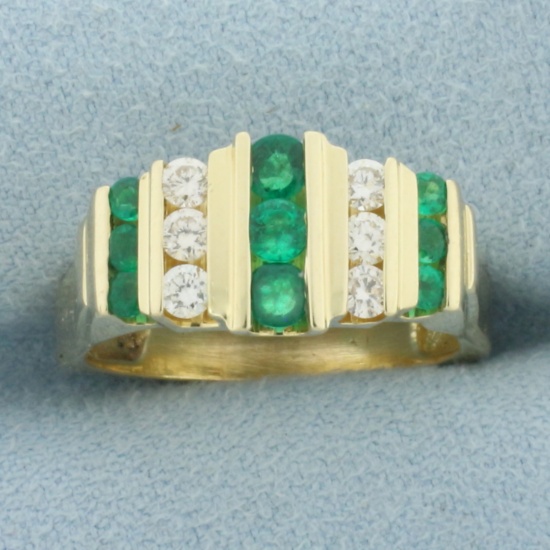 Emerald And Diamond Ring In 14k Yellow Gold